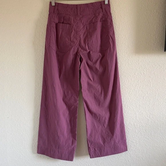 Anthropologie Maeve The Colette Wide Leg Crop Pants Mauve 27 - Picture 5 of 7
